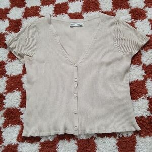 *SOLD* Abercrombic & Fitch Cropped Beige Ruffled Cardigan Knit Top